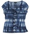 Lauren Jeans Co. Women's Ruffled Cotton Tie-Dye Top