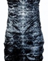 Calvin Klein Women's Tucked Satin Cocktail Dress 8 Black Multi