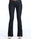 Stitch's Women's Bootcut Thin Cord Pants Flare Jeans Dark Blue