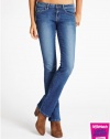 GUESS Women's Brittney Mid-Rise Petite Bootcut Jeans in Tableau Wash