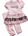 GUESS Kids Girls Newborn Girl Tiered Dress & Leggings Set (0-9M), LIGHT PINK (3/6M)