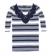 Tommy Hilfiger Women Big Applique Striped Logo Charm Tunic Tee