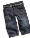 GUESS Kids Baby Boy Belted Jeans (12-24M), DARK STONE WASH (18M)