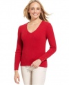 Charter Club Womens Ribbed Knit Sweater - Red