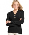 CHARTER CLUB SWEATER, LONG-SLEEVE V-NECK CLASSIC BLACK SIZE LARGE