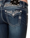 Miss Me Denim Jeans Womens Floral Inset Bootcut Dark Wash JP6212B