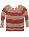 Free People Women's Tape Yarn Sweater XS Red Tan Stripe