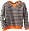 Splendid Littles Boys 2-7 Toddler Lexington Stripe Long Sleeve Raglan Sweatshirt, Carbon/Pumpkin, 3T