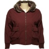 JUNIOR PLUS - DOLLHOUSE Cropped Zip-Up Jacket W/ Fur Trim Hood [6231XA]BURG,X3