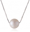 14k White Gold Freshwater Cultured Single Pearl Pendant Necklace (8mm ), 18