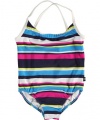 Nautica Baby-Girls Infant Multi Color Stripe Swimsuit, Turquoise, 12 Months