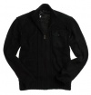 I-N-C International Concepts Mens Zip Front Mock Neck Chest Pocket Knit Sweater - black -