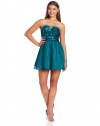 As U Wish Juniors Strapless Sequin and Jewel Trim Party Dress, Emerald, 3