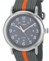 Timex Unisex T2N649 Weekender Watch with Gray and Orange Nylon Strap