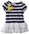Hartstrings Baby-Girls Infant Jersey Short Sleeve Tunic, White Stripe, 24 Months