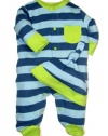 Offspring - Baby  Boys Newborn Footie and Hat, Blue Stripe, 3 Months