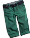 GUESS Kids Baby Boy Belted Five-Pocket Jeans (12-24M), GREEN (18M)