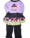 Baby Essentials Baby-girls Newborn 2 Piece Tiered Legging Set, Lilac/Black, 6-9 Months