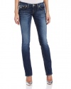 True Religion Women's Billy Straight Jean with Flap in Whiskey Blues
