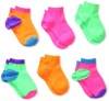 Jefferies Socks Baby-girls Infant Solid Low Cut Socks 6 Pair Pack, Neon Tipped, Toddler