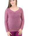 AGB Long Sleeve Open Stitch Metallic Sweater