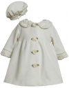 Ivory Bonaz Rosette Collar Fleece Coat / Hat Set IV0SI,Bonnie Jean Baby-Newborn Special Occasion Outerwear Coat