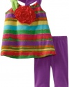 Bonnie Jean Girls 2-6X Striped Knit Legging Set, Purple, 2T