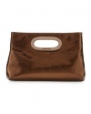 Michael Kors Berkley Metallic Python Embossed Leather Cocoa Clutch Handbag