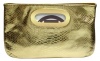 Michael Kors berkley metallic python-embossed clutch 30H2MBKC3Y-710 NEW