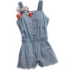 GUESS Kids Girls Baby Girls Embroidered Romper (12-24M), CHAMBRAY (12M)