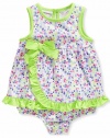 First Impressions Infant Girls Green Floral Wrap Sunsuit, 3-6M