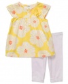 Carters Baby Girls 2-Piece Yellow Floral Tunic & Leggings Set, NB