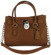 MICHAEL KORS Hamilton Leather Satchel Womens Handbag Brown