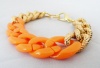 Chunky Link Bracelet with Orange & Gold Links