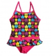 Pink Platinum Infant Baby Girls 1 Piece Pink Retro Print Swimsuit