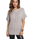 2Luv Women's Cable Knit Short Sleeve Sweater Top