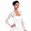 White Long Sleeve Lace Bolero Dressy Shrug Jacket