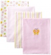 Carters Baby-Girls Newborn 4 Pack Blankets In Flannel, Pink, One Size