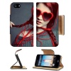 Girl with Heart Glasses Apple iPhone 5 Flip Cover Case with Card Holder Customized Made to Order Support Ready Premium Deluxe Pu Leather 5 3/16 inch (132mm) x 2 11/16 inch (68mm) x 9/16 inch (14mm) Liil iPhone 5 Professional Cases Touch Id Gold Spec Acces