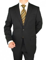 DKNY Donna Karan New York Men's Suit 2 Button Merino Wool Flat Front Pants Black