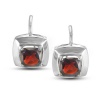 CleverEve Luxury Series Square Shaped Sterling Silver Frenchwire Earrings w/ Cushion Cut Genuine Garnet Stones