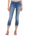 7 For All Mankind Women's Skinny Crop And Roll Jean in Gleaming red Cast
