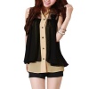 Ladies Single Breasted Sleeveless Chiffon Color Patchwork Shirt