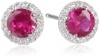 Sterling Silver Gemstone and Created White Sapphire Halo Studs (1.45 cttw)