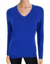 C by Bloomingdales Women's Cashmere Sweater Deep Blue V-Neck