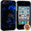 myLife (TM) Black + Blue Skulls and Webs Series (2 Piece Snap On) Hardshell Plates Case for the iPhone 4/4S (4G) 4th Generation Touch Phone (Clip Fitted Front and Back Solid Cover Case + Rubberized Tough Armor Skin + Lifetime Warranty + Sealed Inside myLi