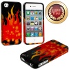 myLife (TM) Red + Black Flames and Circles Series (2 Piece Snap On) Hardshell Plates Case for the iPhone 4/4S (4G) 4th Generation Touch Phone (Clip Fitted Front and Back Solid Cover Case + Rubberized Tough Armor Skin + Lifetime Warranty + Sealed Inside my