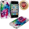 myLife (TM) Colorful Butterflies and Splat Flowers Series (2 Piece Snap On) Hardshell Plates Case for the iPhone 4/4S (4G) 4th Generation Touch Phone (Clip Fitted Front and Back Solid Cover Case + Rubberized Tough Armor Skin + Lifetime Warranty + Sealed I