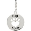 CleverEve Designer Series Sterling Silver Heart U Back Dog Lover Pet Paw Charm Dangle 19.0 x 19.0mm