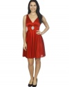 Simplicity Red Sexy V-neck Sleeveless Rhinestone brooch Party Evening Dress